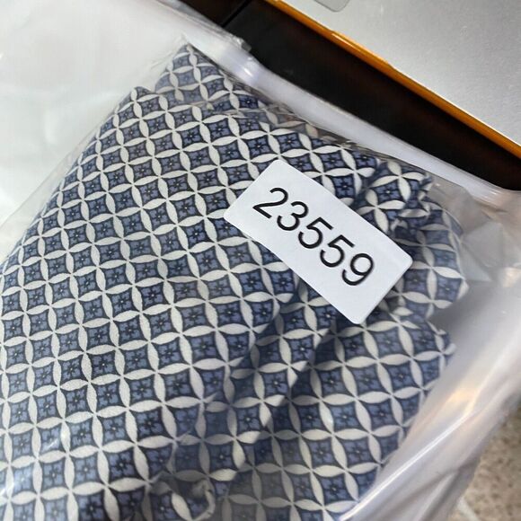 5/$45 H&M Pants Women 8 Blue Geometric Mid Rise Flat Front Chino Skinny  Cotton - Picture 10 of 10